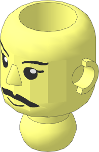 Technic Action Figure Head with Mustache Pattern