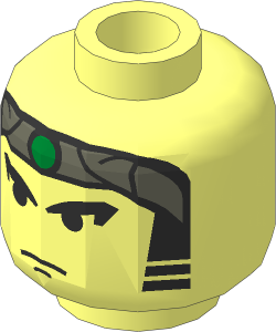 Minifig Head with Grey Bandana, Gold Dot and Sideburns Pattern