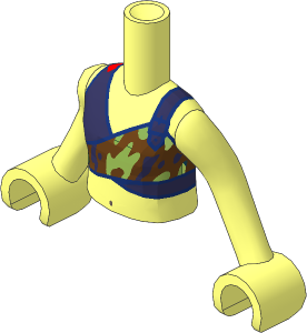 Figure Friends Girl Torso with Arms with Coral, Medium Azure and Bright Light Yellow Sleeveless Tank Top Short Pattern