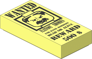 Tile  1 x  2 with "Wanted - Flatfoot Thomsen" Pattern