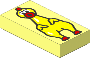 Tile  1 x  2 with Rubber Chicken Pattern