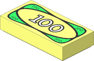Tile  1 x  2 with "100" Money Pattern