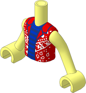 Figure Friends Boy Torso and Arms with Bright Light Blue Open Shirt with White Decorations over Blue/Dark Blue Stripes Shirt Pattern