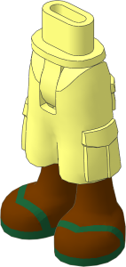 Figure Friends Hips and Legs with Cargo Pants with Reddish Brown Legs and Dark Green V-Shaped Straps Sandals Pattern