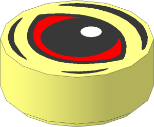 Tile  1 x  1 Round with Black and Nougat Blurrg Eye Pattern
