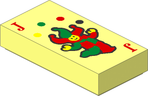 Tile  1 x  2 with Card with Juggling Joker Pattern
