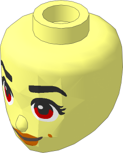 Figure Friends Head with Black Eyebrows, Medium Nougat Eyes, Dark Orange Lips and Beauty Marks and Dark Brown Closed Mouth Smile Pattern