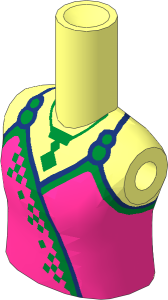 Figure Friends Girl with Magenta Sleeveless Dress Top with Dark Blue and Gold Trim and Necklace Pattern