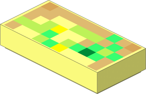 Tile  1 x  2 with Green, Lime, Tan and Yellow Rectangles Pattern