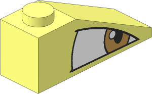 Slope Brick 33  3 x  1 with Slanted White and Dark Tan Eye on Right Side Pattern