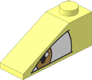 Slope Brick 33  3 x  1 with Slanted White and Dark Tan Eye on Left Side Pattern