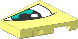 Tile  2 x  2 Cut Left with Slanted White and Teal Eye on Right Side Pattern