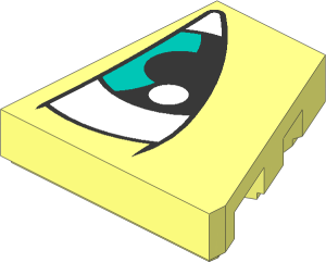 Tile  2 x  2 Cut Right with Slanted White and Teal Eye on Left Side Pattern