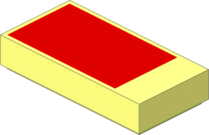 Tile  1 x  2 with Groove with Red Rectangle Pattern