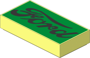 Tile  1 x  2 with Black Ford Logo on Metallic Gold Pattern