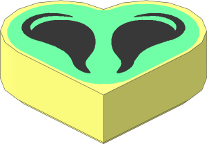 Tile  1 x  1 Heart Shape with Black Nostrils Pattern