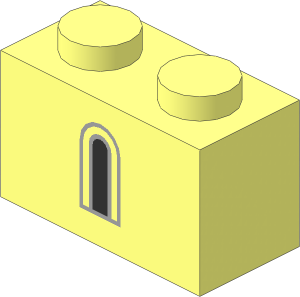 Brick  1 x  2 with Black and Light Bluish Grey Castle Windows Pattern