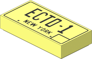 Tile  1 x  2 with Black "ECTO-1" Licence Plate Pattern