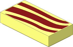 Tile  1 x  2 with  3 Dark Red Waves Pattern