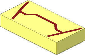 Tile  1 x  2 with Dark Red Lines Pattern