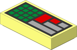 Tile  1 x  2 with Green, Red and Light Bluish Grey Buttons on Metallic Silver Background Pattern