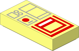 Tile  1 x  2 with Red and Grey Video Recorder Pattern
