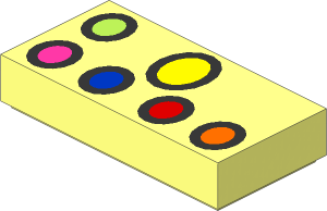 Tile  1 x  2 with  6 Coloured Ovals with Black Outlines Pattern