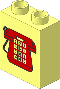Duplo Brick  1 x  2 x  2 with Red Telephone Pattern