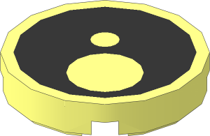 Tile  2 x  2 Round with Two Circles Within a Black Circle Pattern