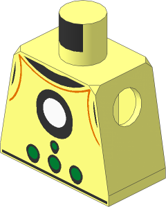 Minifig Torso with Retro Spacesuit with White Light and Green Buttons Pattern
