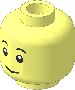 Minifig Head with Small Black Eyebrows Eyes and Smile / Surprised 2-Sided Pattern