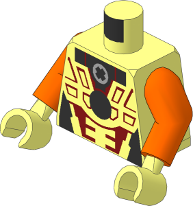 Minifig Torso with Arms and Hands with Toa Tahu Pattern