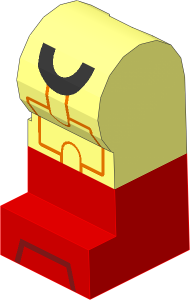 Minifig Leg Left with Red Lower Leg and Toa Tahu Pattern