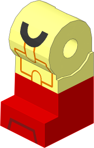 Minifig Leg Right with Red Lower Leg and Toa Tahu Pattern