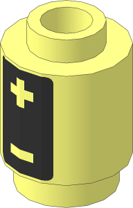 Brick  1 x  1 Round with Black Battery Pattern