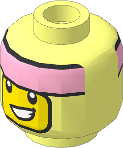 Minifig Head with Balaclava, Bright Pink Headband and Smirk Pattern