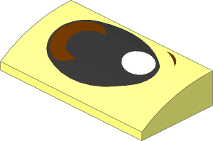 Slope Brick Curved  2 x  4 with Underside Studs with Large Black and Reddish Brown Eye (Left Side) Pattern