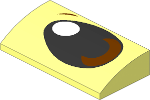 Slope Brick Curved  2 x  4 with Underside Studs with Large Black and Reddish Brown Eye (Right Side) Pattern