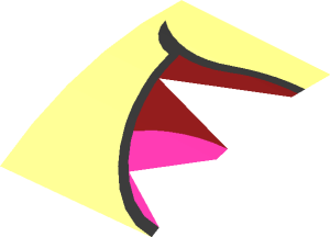 ~Brick Curved  2 x  2 x  1.667 with Dark Red Mouth and Dark Pink Tongue Pattern - Half