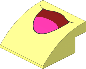 Slope Brick Curved  4 x  4 x  1.667 with Dark Red Mouth and Dark Pink Tongue Pattern