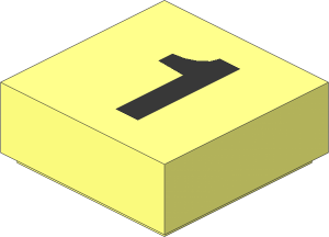 Tile  1 x  1 with Black "1" Pattern