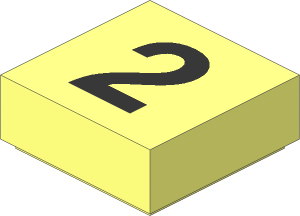 Tile  1 x  1 with Black "2" Pattern