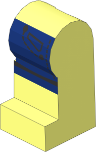 Minifig Leg Left with Dark Blue Jeans Shorts with Pockets Pattern