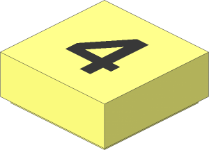 Tile  1 x  1 with Black "4" Pattern