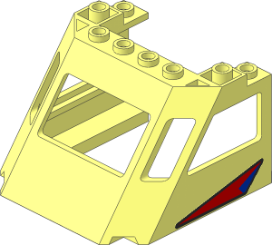 Train Front Sloping Top with Triangles with Black Outline and Red and Blue Filling Stickers