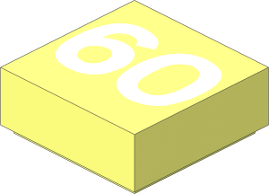 Tile  1 x  1 with White "60" Pattern