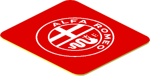 Sticker  0.8 x  0.9 with White Alfa Romeo Logo on Red Background