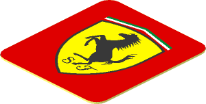Sticker  0.9 x  0.8 with Ferrari Rounded Badge on Red Background