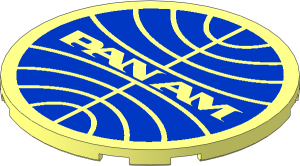 Tile  6 x  6 Round with Blue Pan Am Logo Pattern