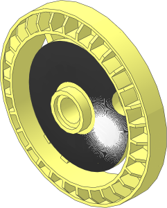 Technic Disc  5 x  5 with White Spot on Black Ring Pattern